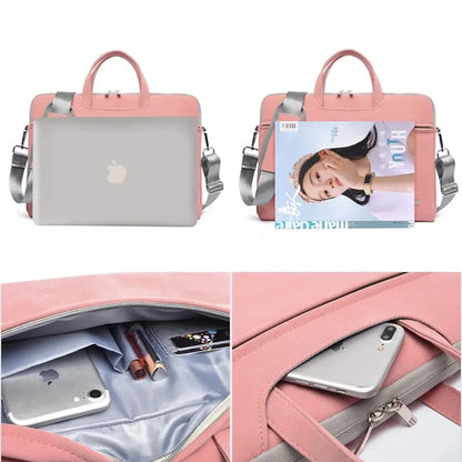 PU Leather Women Laptop Bag Notebook Carrying Case Briefcase For Macbook Air 13.3 14 15.6 Inch Men Handbags Shoulder Mouse Bag